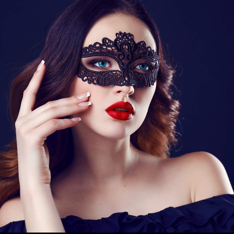 Xloey 20 Pieces Lace Mask Masquerade Venetian Eyemask Halloween Sexy Woman Lace Mask for Halloween Masquerade Carnival Party Costume Ball  Black - Image 3
